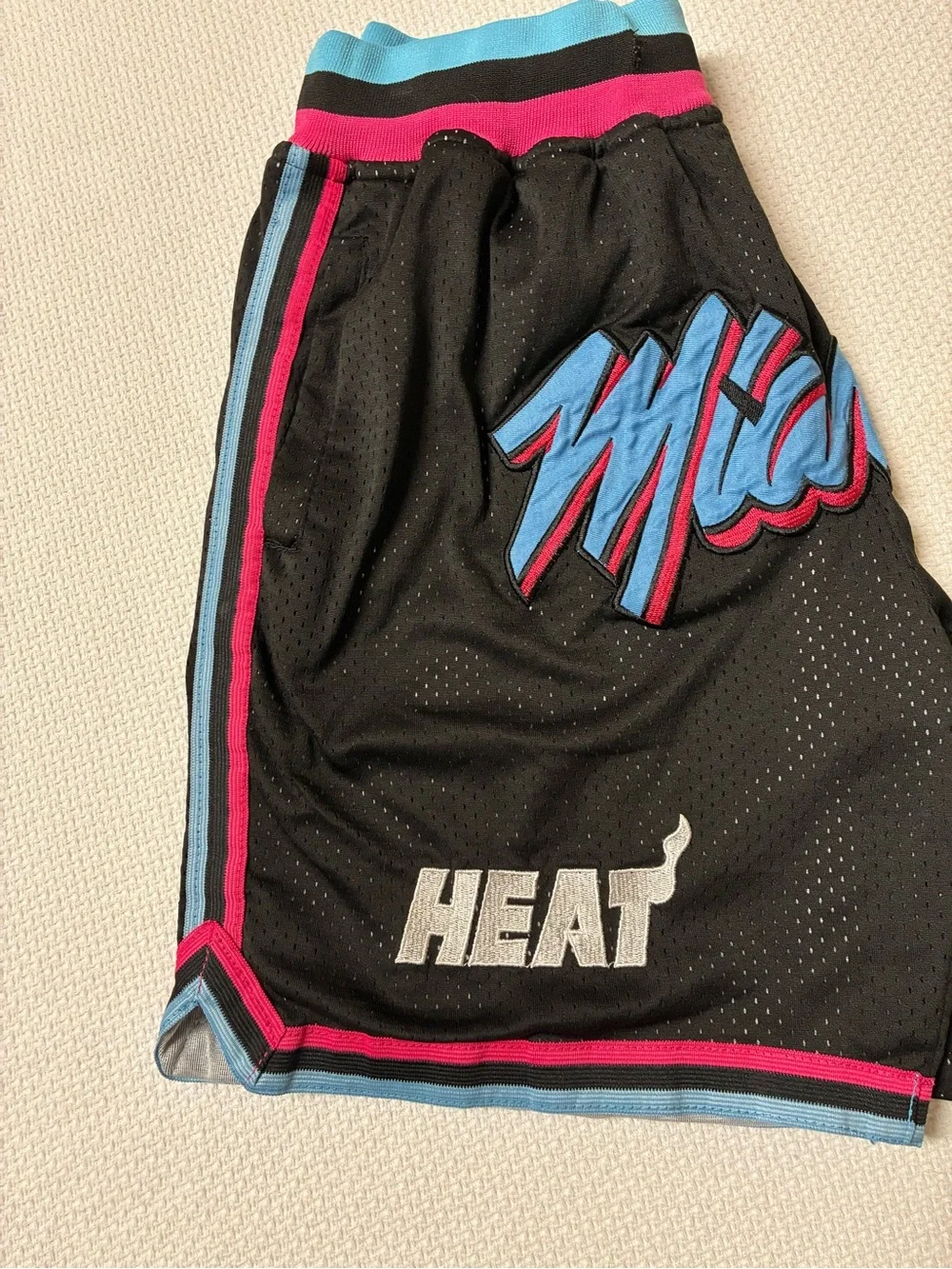 Just Don Miami Heat Black Shorts with Pink & Blue Accents
